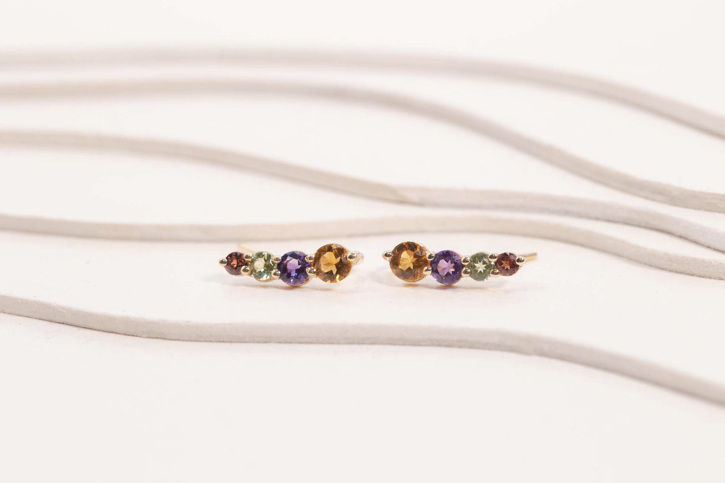 Boucle d'oreille Cascade Citrine Améthyste Péridot