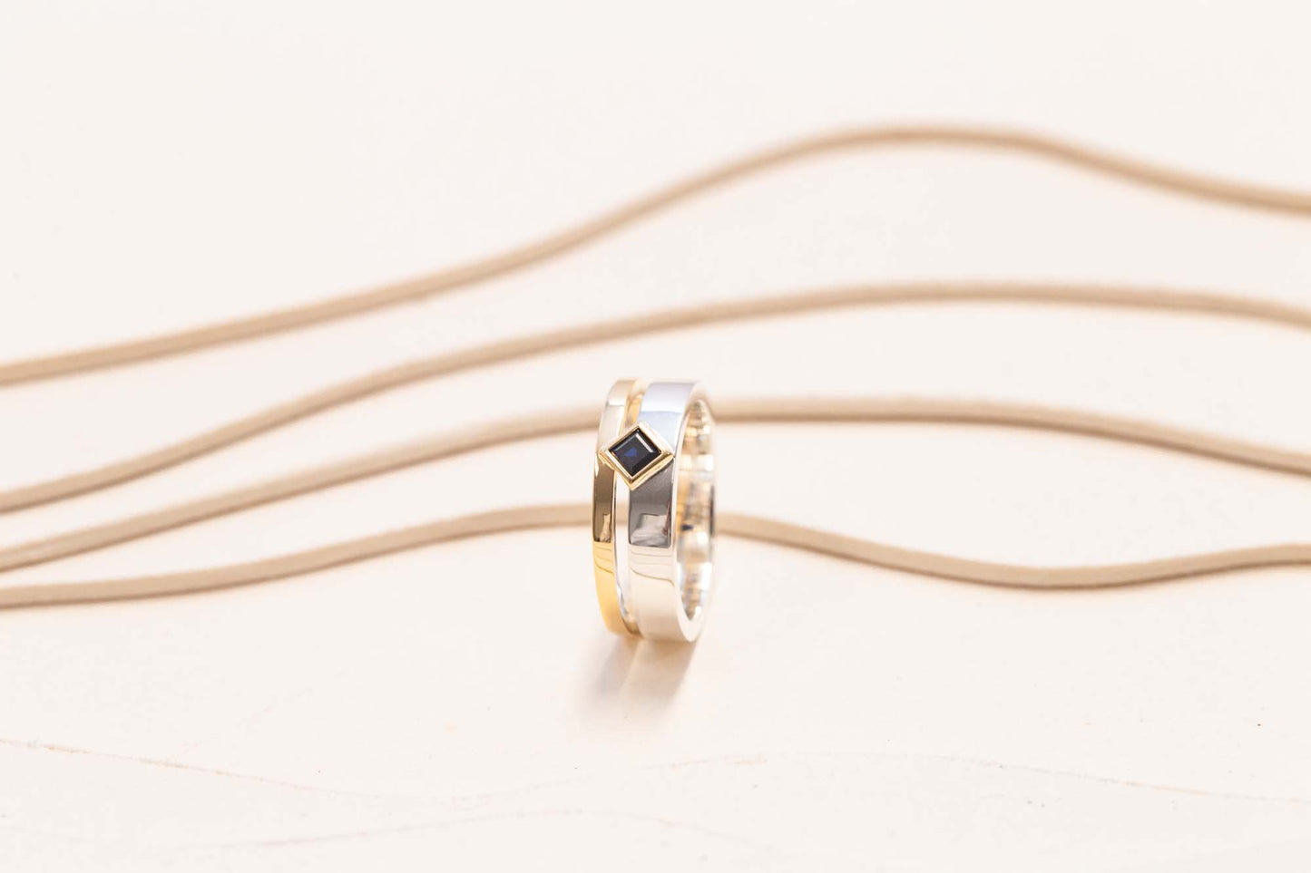 Bague Sérac Double Saphir Bleu Carré