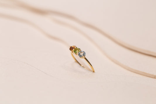 Bague Cascade Citrine Péridot Aigue-Marine