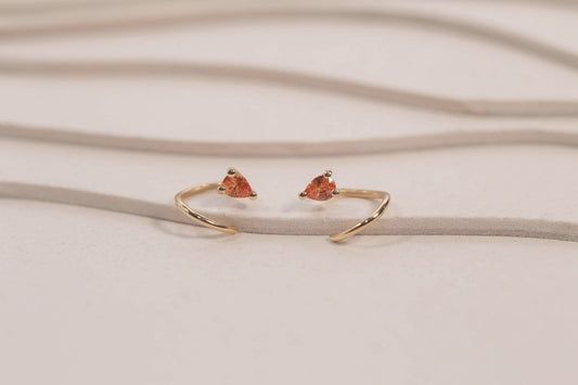 Boucle d'oreille Piton Double Saphir Orange