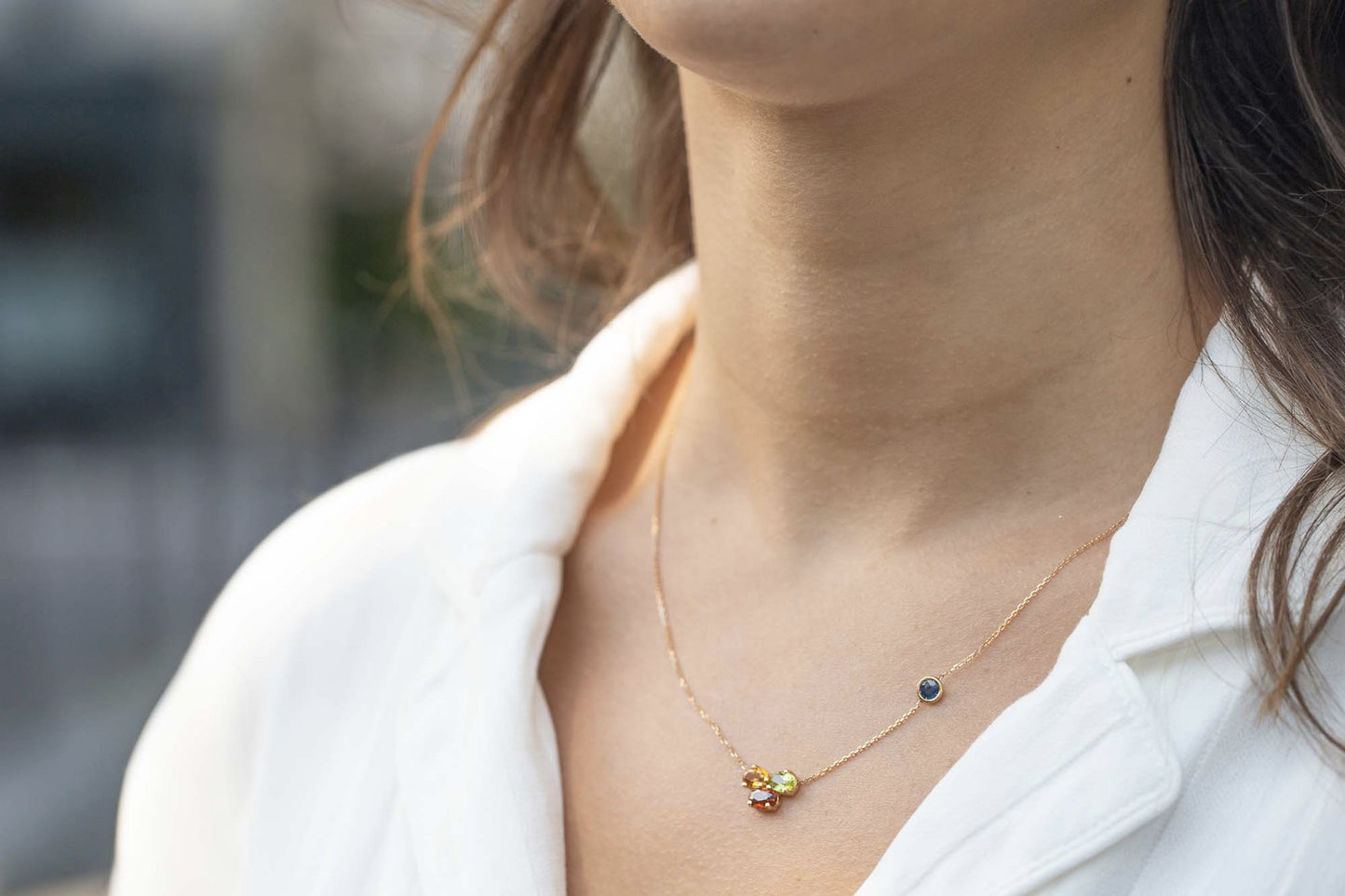 Collier Torrent Citrine Grenat Saphir