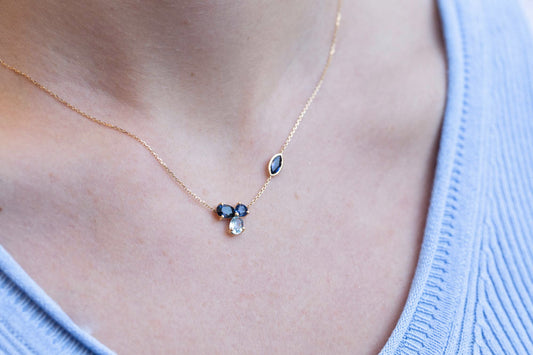 Collier Rivière Saphirs Aigue-Marine