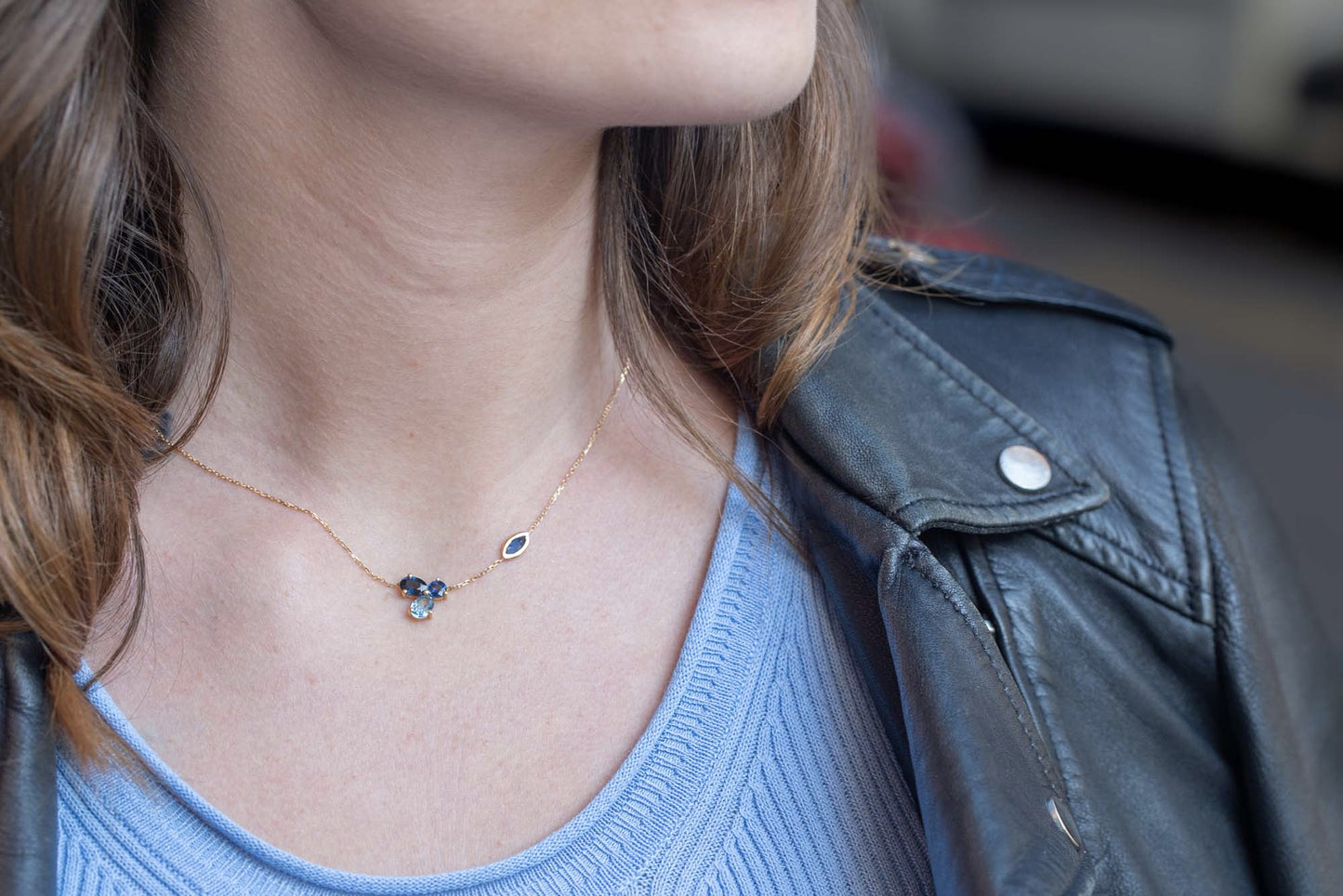 Collier Rivière Saphirs Aigue-Marine