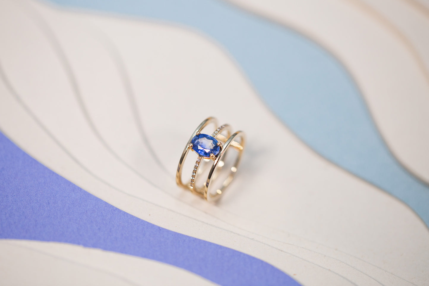 Bague Rimaye Saphir Bleu Diamants