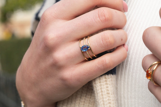 Bague Rimaye Saphir Bleu Diamants