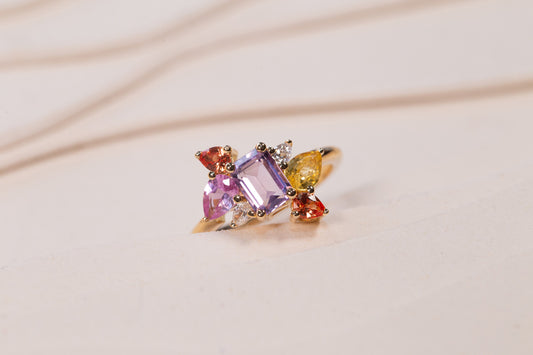 Bague Glacier Améthyste Saphirs Diamants