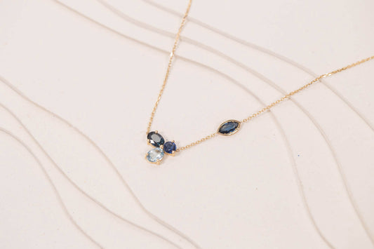 Collier Rivière Saphirs Aigue-Marine