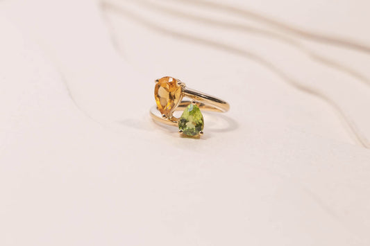 Bague Phénomène Citrine Péridot