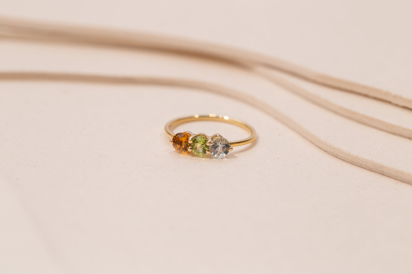 Bague Cascade Citrine Péridot Aigue-Marine