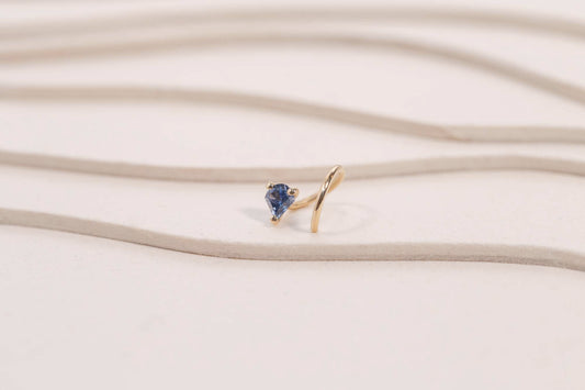 Boucle d'oreille Piton Double Saphir Bleu