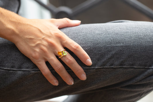 Bague Phénomène Citrine Péridot